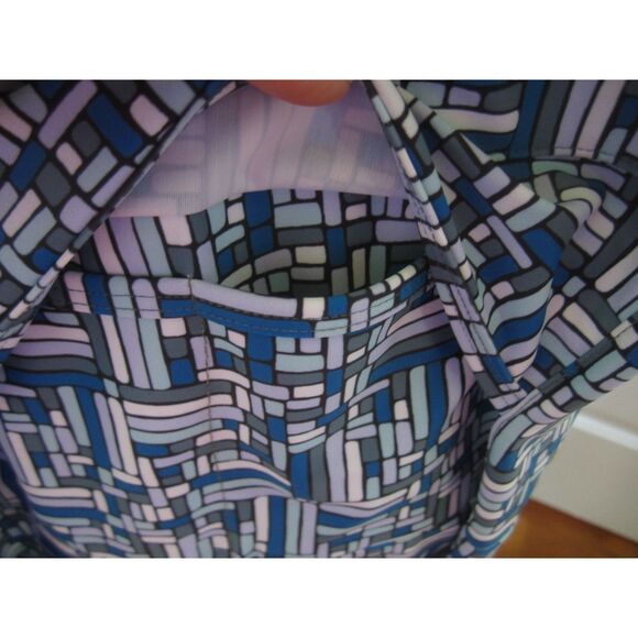 NUU MUU SCOOP RUNNING DRESS BLUE GEOMETRIC PATTERN BACK POCKET 2X - Picture 5 of 5